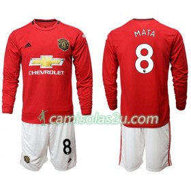 Camisolas de Futebol Manchester United Mata 8 Criança Equipamento Principal 2019/20 Manga Comprida